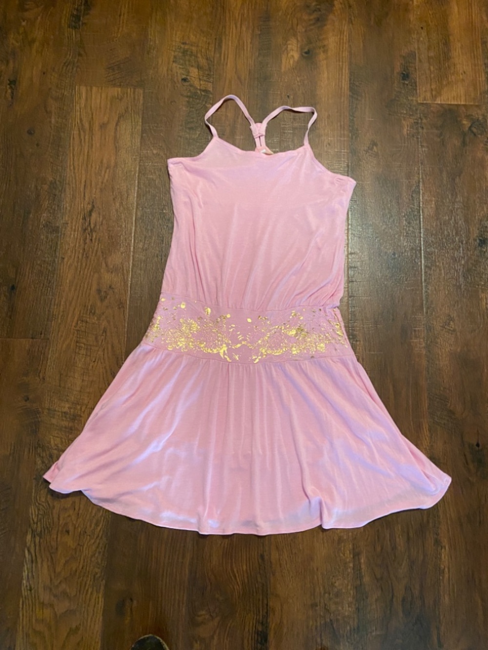 Gianni Bini Modal  Dress - Light pink w gold ornament, Size M